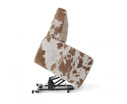 Premium Leather Recliner Armchair with Hair-On Cowhide Accents
