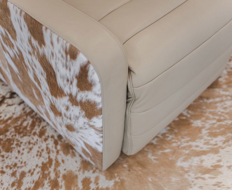 Premium Leather Recliner Armchair with Hair-On Cowhide Accents