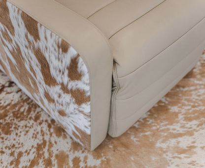Premium Leather Recliner Armchair with Hair-On Cowhide Accents