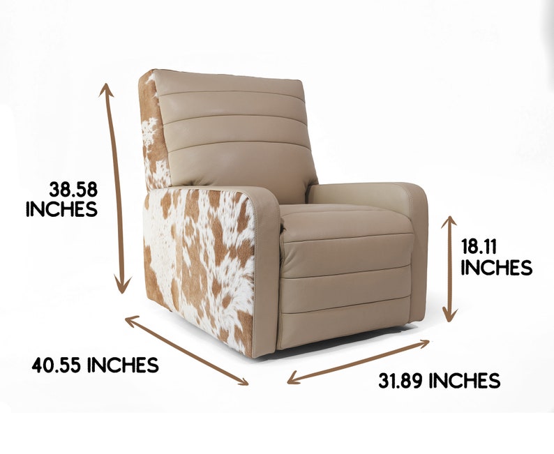 Premium Leather Recliner Armchair with Hair-On Cowhide Accents