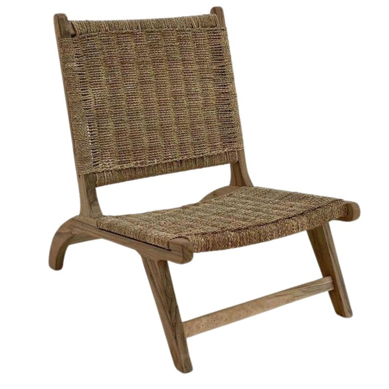 Handcrafted Walnut Wood Wicker Lounge Chair