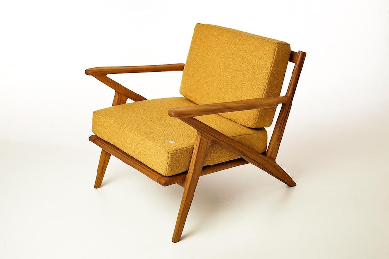 Handmade Mid-Century Wood Lounge Chair