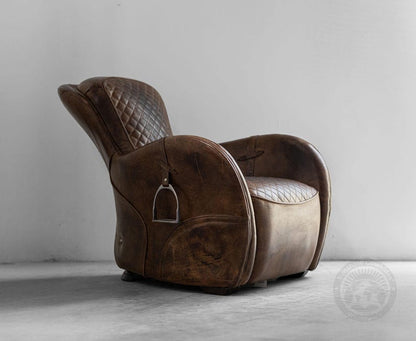Saddle Leather Chair & Footstool